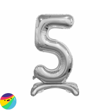 Folija Balon Samostoječi 74cm - Št. 5 Srebrne barve Folija Balon Samostoječi 74cm - Št. 5 Srebrne barve